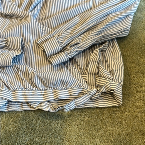 Madewell Blue and White Striped Wrap Top - Picture 4 of 7